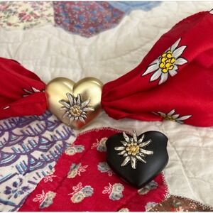 vintage floral Italian polyester floral scarf 2 puffy heart scarf slides